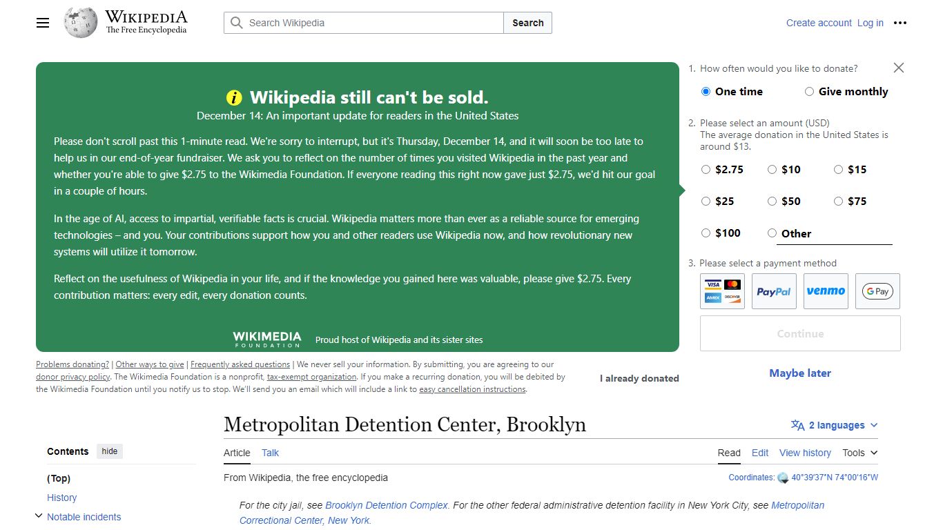 Metropolitan Detention Center, Brooklyn - Wikipedia